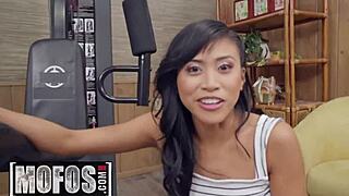 Yo, Ember Snow, little 18+ fitness freak, bends for wild action! 💪