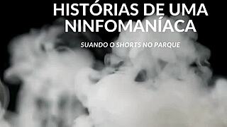 in public park, she toys her big tits and pussy, squirting honey all over