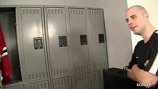 Beauty slim cheerleader without panties seduces her fat cock coach for first time fucking after lesson