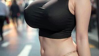 Beautiful AI-Generated Model Girl With Monster Big Tits Poses