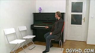 Perverted j gal enjoys old man's hard action