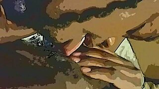 Ebony Amateurs Tag Team with Dildo and Tongue