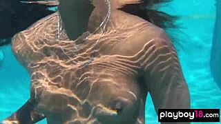 Naked Ebony Milf Ana Foxxx Fingering Her Hairy Black Pussy Under The Water