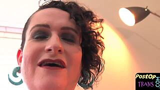 Beautiful Tattooed TS Babe Masturbating With Big Dildo!