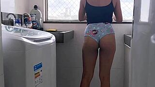 My Brazilian maid teases in tiny shorts around house