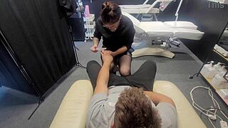 Manicurist Sucks and Teases Client's Dick