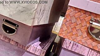 handjob with lots of spit in a store so risky