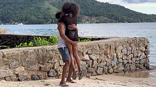 Black couple picks up beach stranger for home adventures