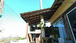 Hot brazilian girls kissing in outdoor lesbian preparation