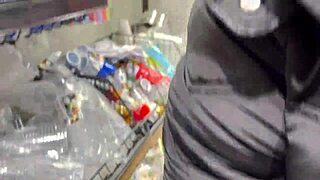 handjob with lots of spit in a store so risky