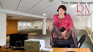 Naked Bookworm Secretary Rips Clothes, Seduces Boss by Showing Pussy and Masturbating Tits