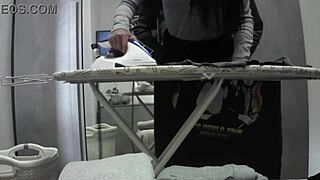 Desperate housewife orgasms during workday in pantyhose