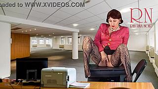 Naked Bookworm Secretary Rips Clothes, Seduces Boss by Showing Pussy and Masturbating Tits