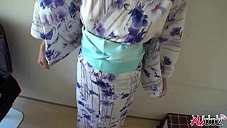 Stunning Saki Aoyama in Kimono Gives Outdoor Blowjob in Park