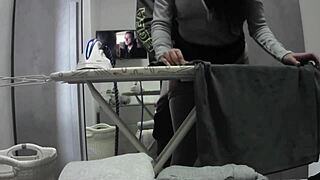 Desperate housewife orgasms during workday in pantyhose