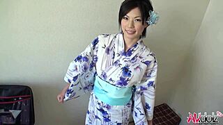 Stunning Saki Aoyama in Kimono Gives Outdoor Blowjob in Park