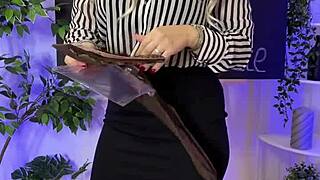 Wow, this mature teacher in sheer brown pantyhose is pure fire! 🔥