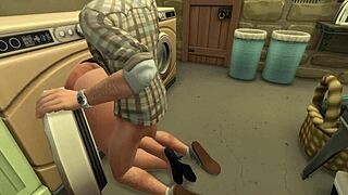 Milf Fucked By Daughters Boyfriend In A Washing Machine With Deepthroat Anal And Cumshot