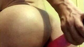 This latina uses a dildo in her sexy ass for anal play