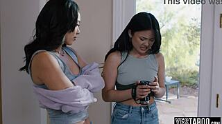 tiny asian teen 18+ dives into bdsm with bestie and bf 😈