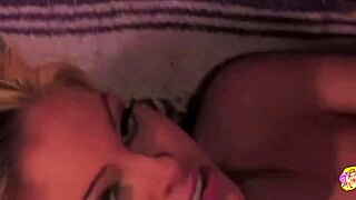 private detective spies on two blondes licking each other in lingerie with sex toys to orgasm