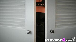 Big Tits Latina La Sirena Poses In Leather Lingerie