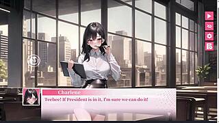 Sweet secretary casually wants boss's creampie in anime game.