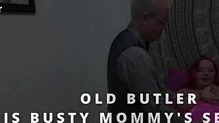 Old butler serves as a substitute for young girls to satisfy older moms