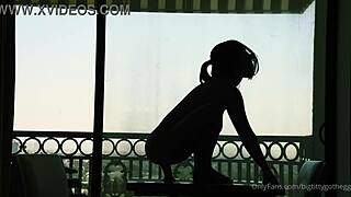 bigtittygothegg feels intense pleasure riding silhouette dildo