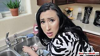 Fucking my busty stepmother while she does the dishes fills me with taboo excitement.