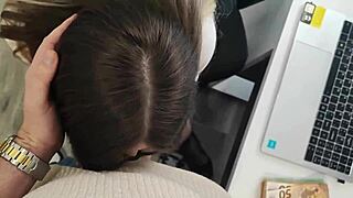 Intense POV Blowjob with Busty Boss in Office