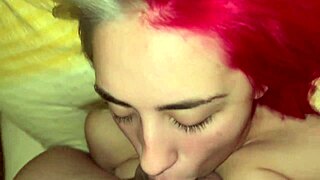 18 year old blonde gives blowjob and facefuck in pov