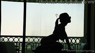bigtittygothegg feels intense pleasure riding silhouette dildo