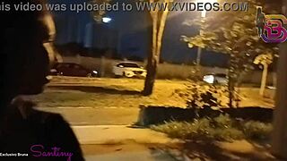 Bruna Santiny sucks cock in public square