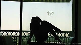 bigtittygothegg feels intense pleasure riding silhouette dildo