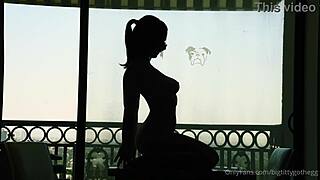 bigtittygothegg feels intense pleasure riding silhouette dildo