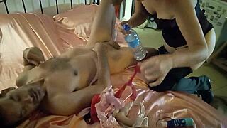 Rushes 01 - white thong and corset spandex pants heels