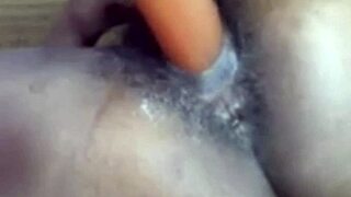 Homemade solo masturbation with dildo on huge pussy, so sexy!