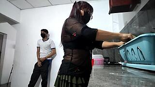 the neighbor masturbates while peeking at me like a pervert