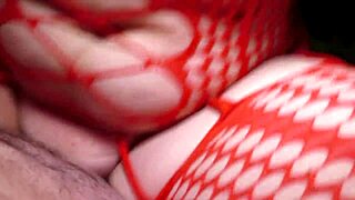 Lady in red fucks and talks dirty