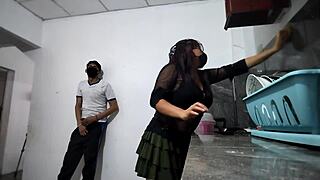 the neighbor masturbates while peeking at me like a pervert