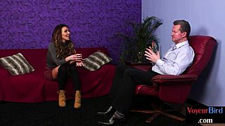 Finger Your Shaved Pussy For The Wanking Guy! She Shouts