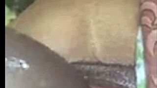 ebony babe plays with pussy with big dildo