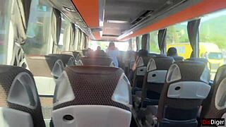 Crazy Man Whips Out Cock on Public Bus, Girl Helps Him Cum