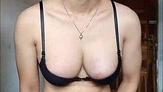 Big Tit Asian Shemale Masturbates To Cumshot In Crossdressing Solo