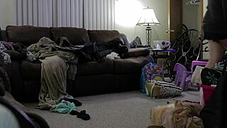 Look At Chubby MOM Cleaning House In Shorts!