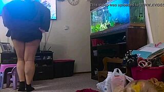 Look At Chubby MOM Cleaning House In Shorts!