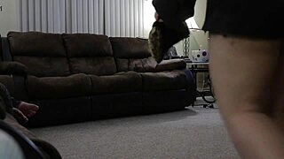 Look At Chubby MOM Cleaning House In Shorts!