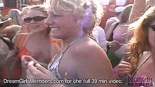 girls in bikinis flashing boobs and pussy at texas beach party