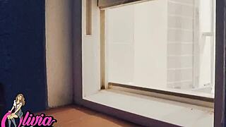 I watched my british neighbor flash her big tits in the shower